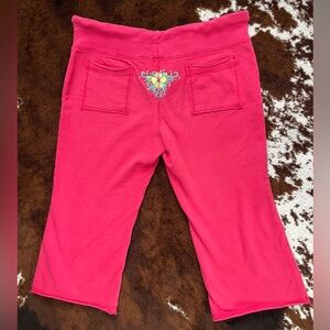 Y2K Junior No Boundaries Capri Sweats | Pink Yellow Flower Decal | Sz: JR M(7/9)